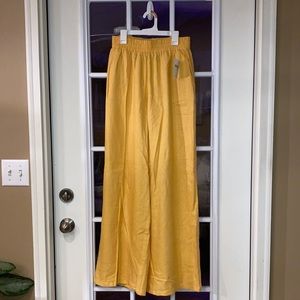 Wide Leg Yellow Linen Pants